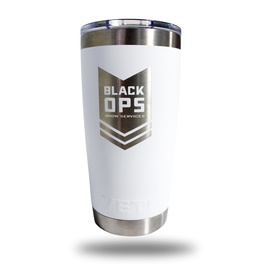 Black OPS Show Services Rank Badge Yeti Rambler 20oz - White